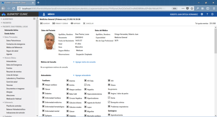 Historia clínica electrónica 1 (Elenktis Clinic)