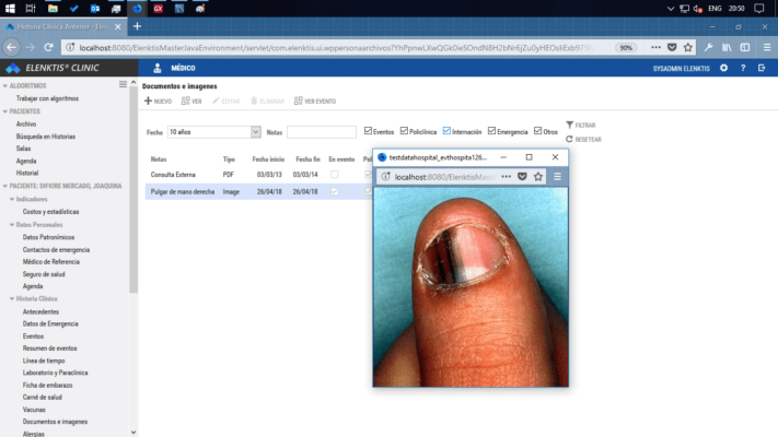 Visor de imagenes y documentos clínicos (Elenktis Clinic)